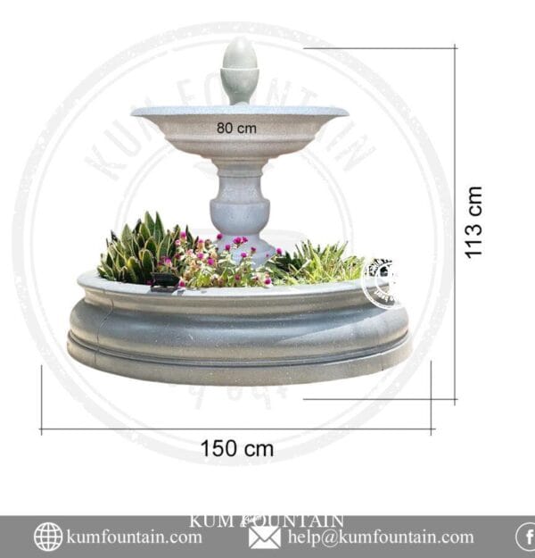 Đài nước sân vườn 1 tầng Kum Flower H112 x D150cm - Ảnh 3