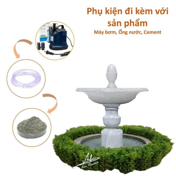 Đài nước sân vườn 1 tầng Kum Flower H112 x D150cm - Ảnh 6