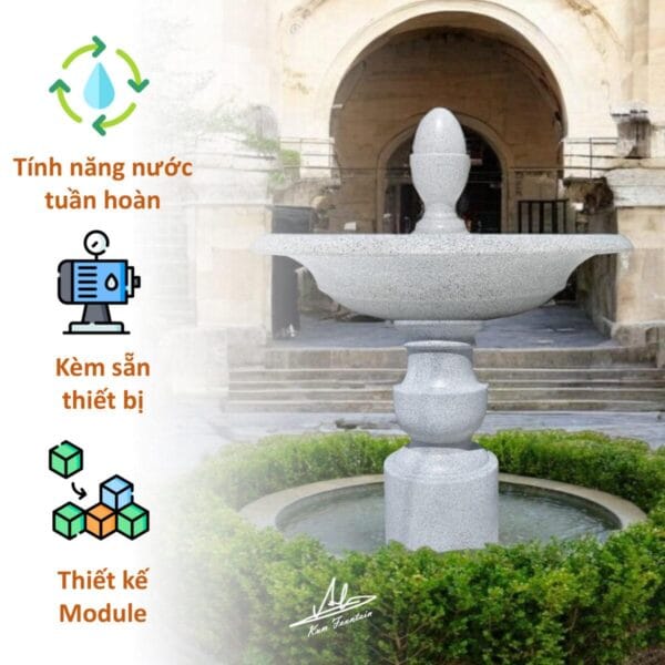 Đài nước sân vườn 1 tầng Kum Flower H112 x D150cm - Ảnh 5