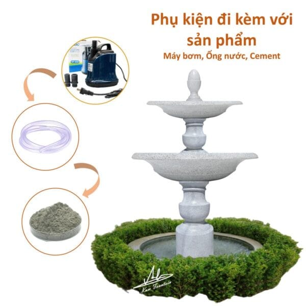 Đài phun nước mini 2 Tầng Kum Vcenery H94 x D50cm - Ảnh 5