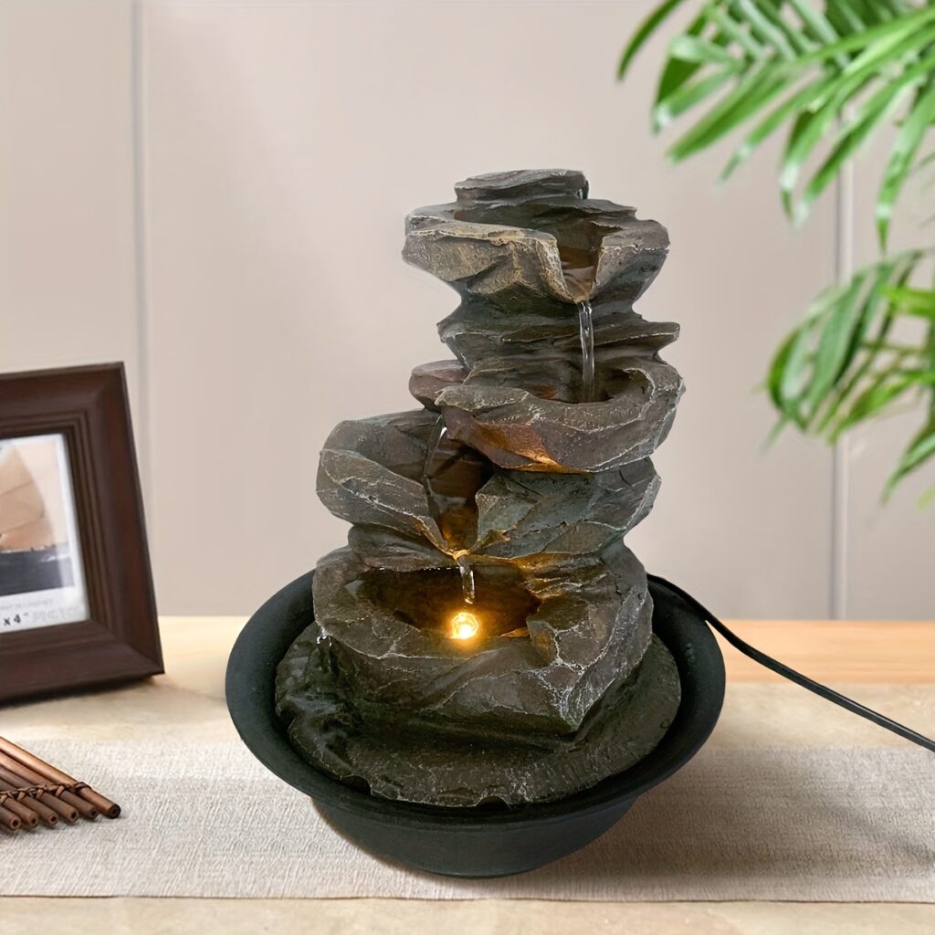 đặt thác nước để bàn ở quầy lễ tân spa tăng trải nghiệm thư giãn